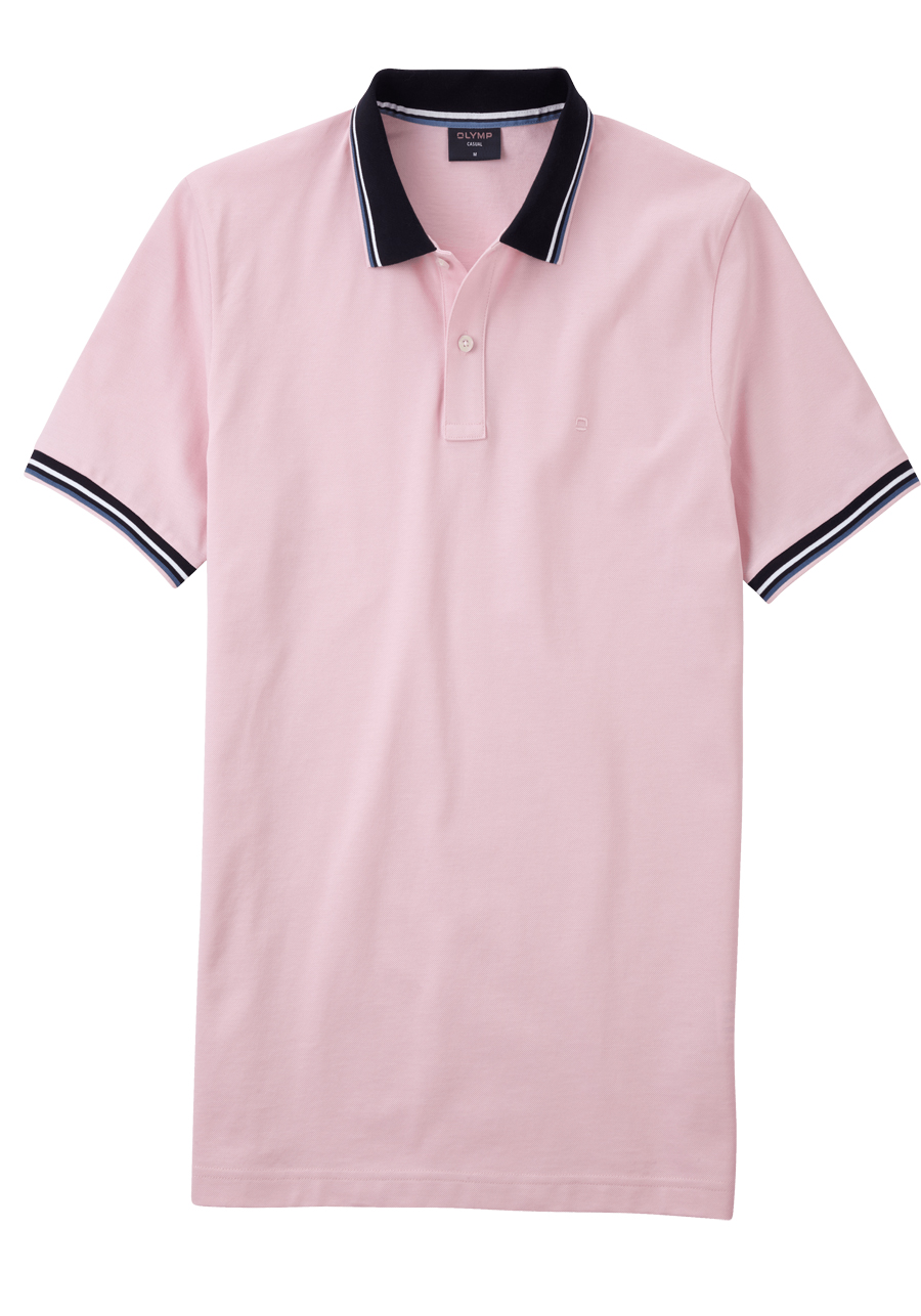 Produktbild fr 'OLYMP Regular Fit Polo Halbarm geknpfter Polokragen Baumwolle Pique rosa'