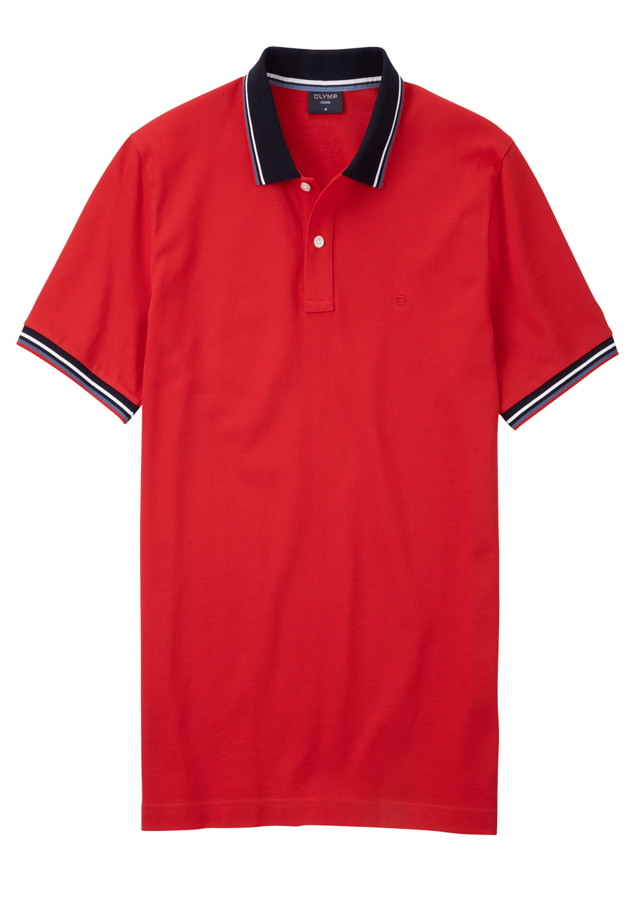 Produktbild fr 'OLYMP Regular Fit Polo Halbarm geknpfter Polokragen Baumwolle Pique rot'