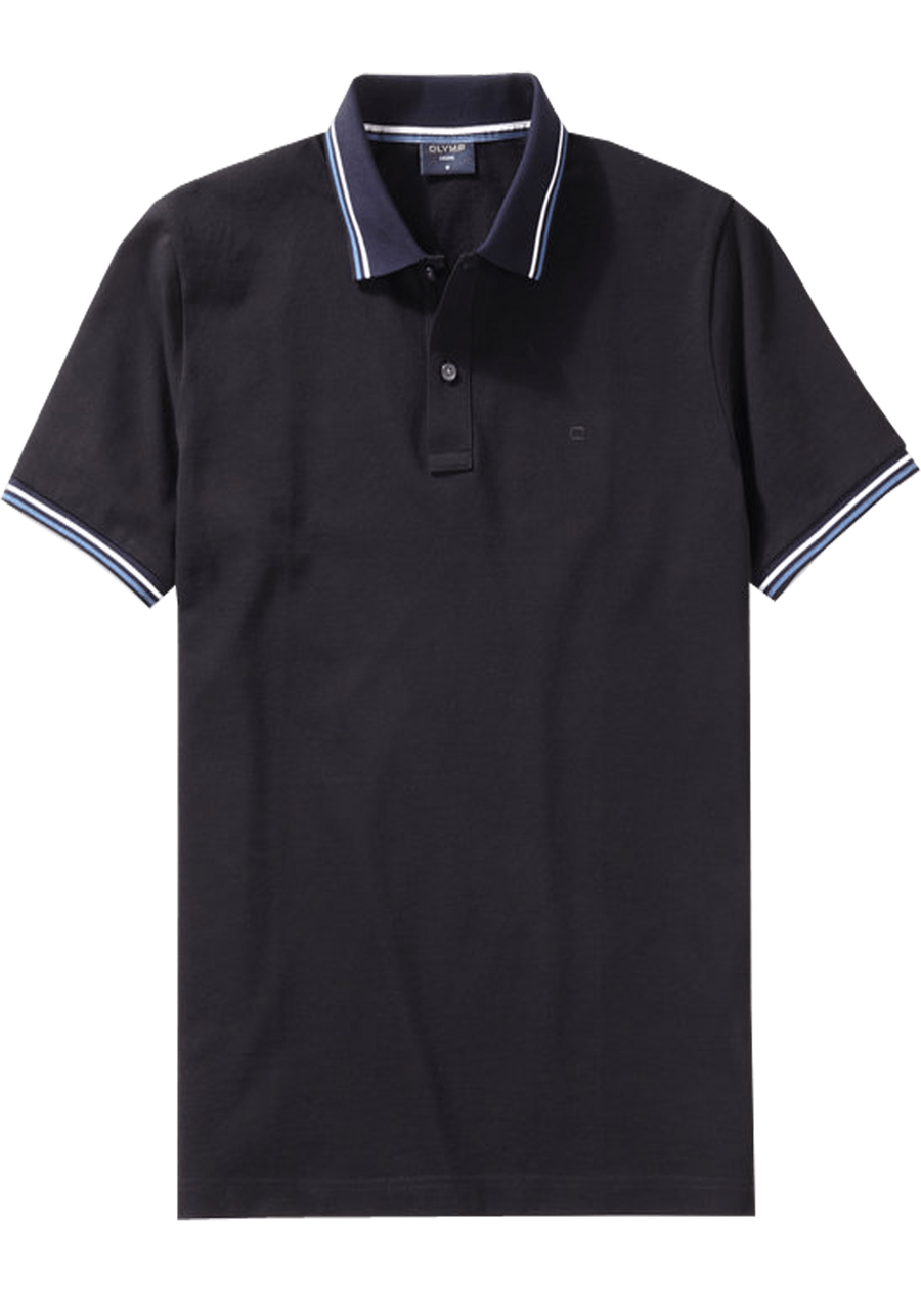 Produktbild fr 'OLYMP Regular Fit Polo Halbarm geknpfter Polokragen Baumwolle Pique schwarz'