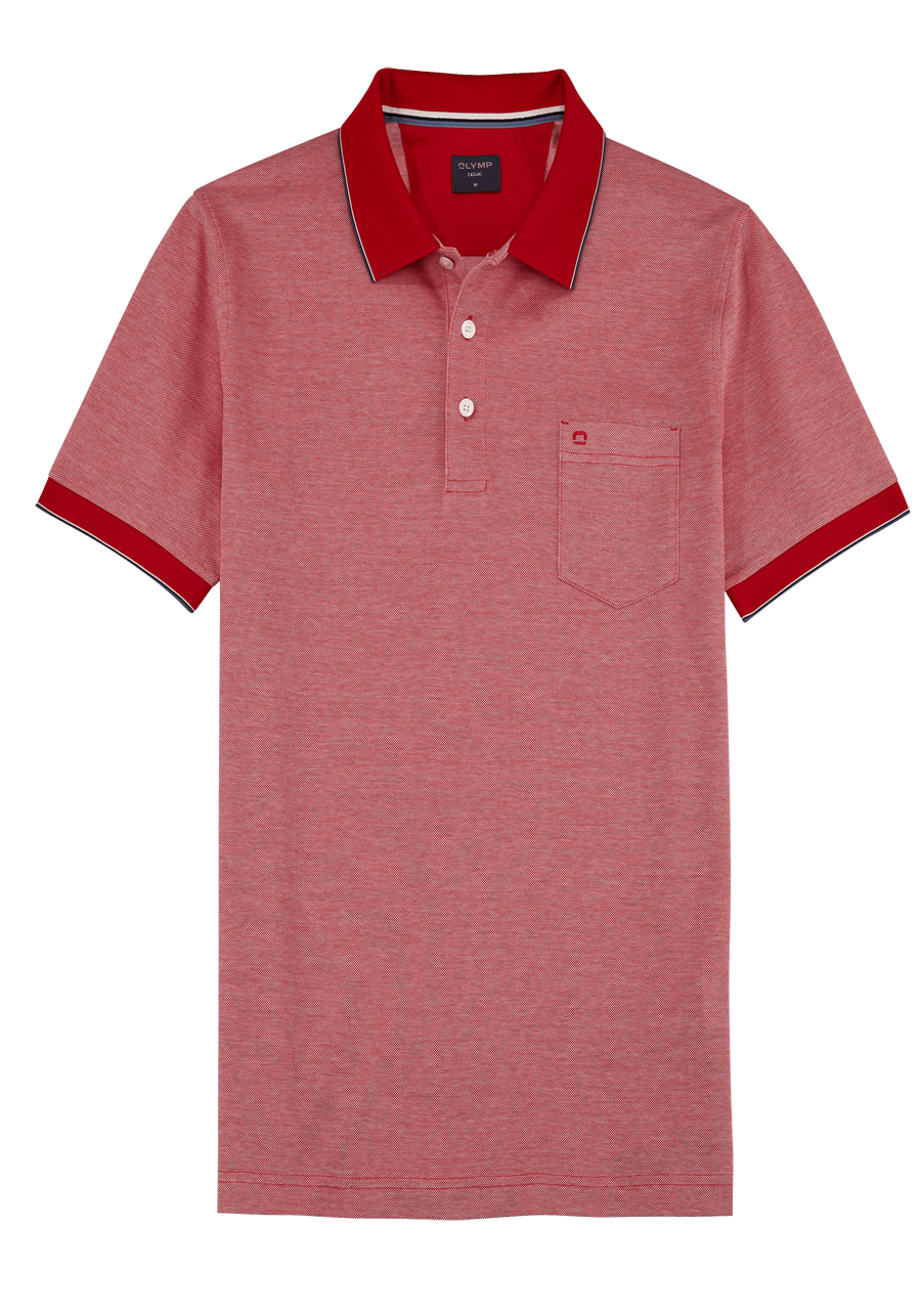 Produktbild fr 'OLYMP Regular Fit Polo Halbarm geknpfter Polokragen Baumwolle dunkelrot'