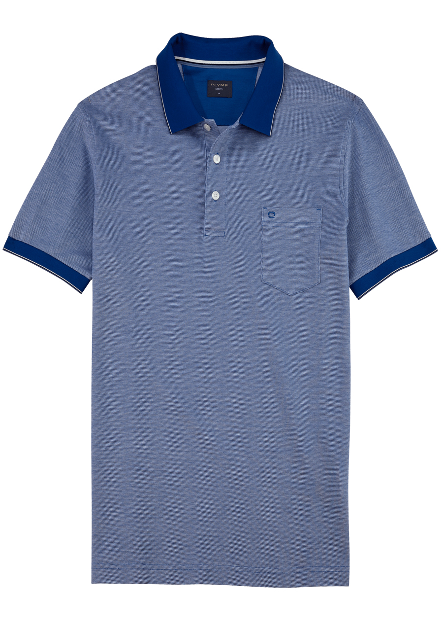 Produktbild fr 'OLYMP Regular Fit Polo Halbarm geknpfter Polokragen Baumwolle rauchblau'