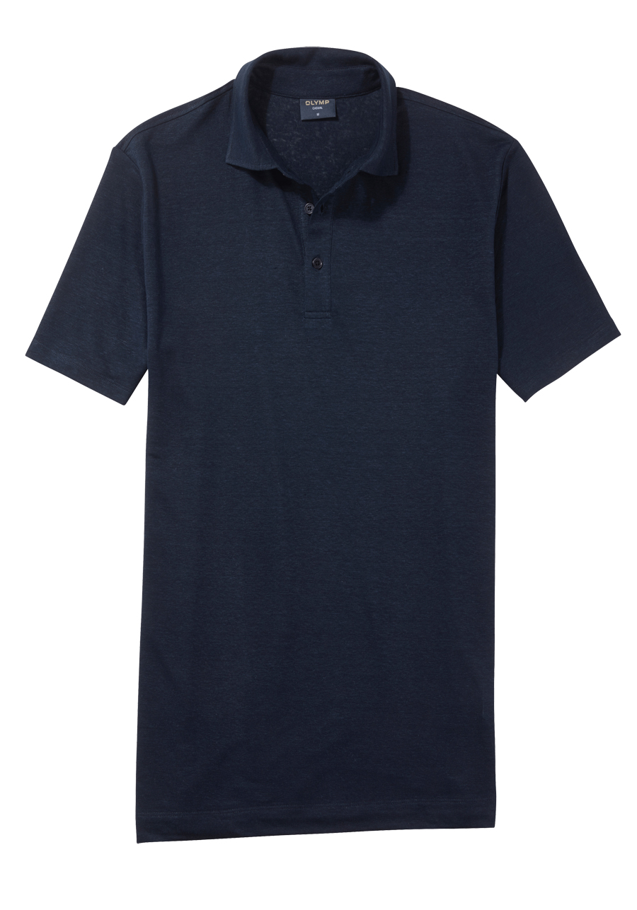 Produktbild fr 'OLYMP Regular Fit Polo Halbarm geknpfter Polokragen Leinen Stretch nachtblau'