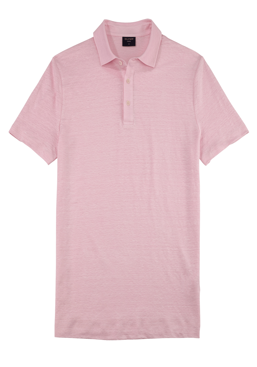 Produktbild fr 'OLYMP Regular Fit Polo Halbarm geknpfter Polokragen Leinen Stretch rosa'
