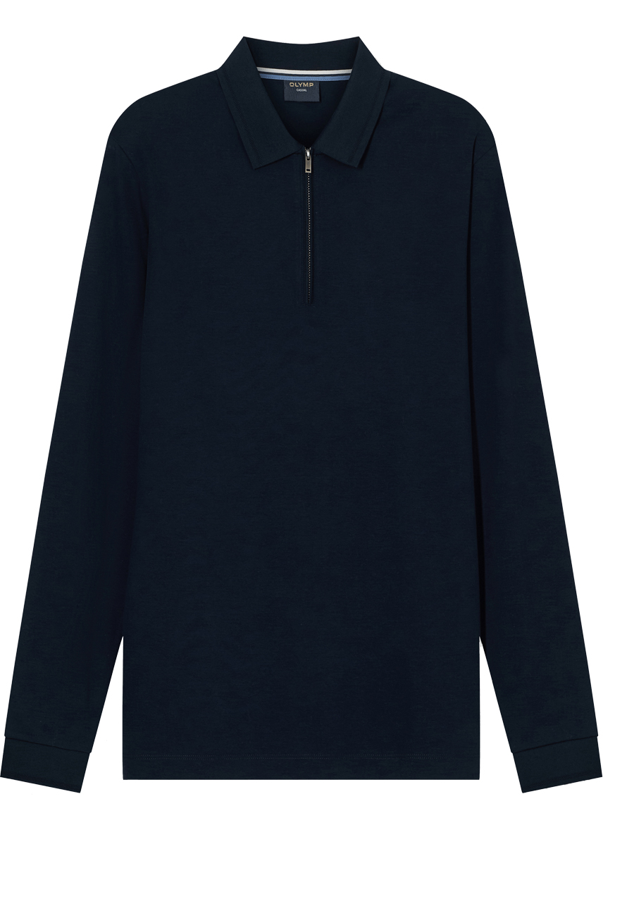 Produktbild f�r 'OLYMP Regular Fit Polo Langarm Rei�verschluss Polokragen Jersey nachtblau'