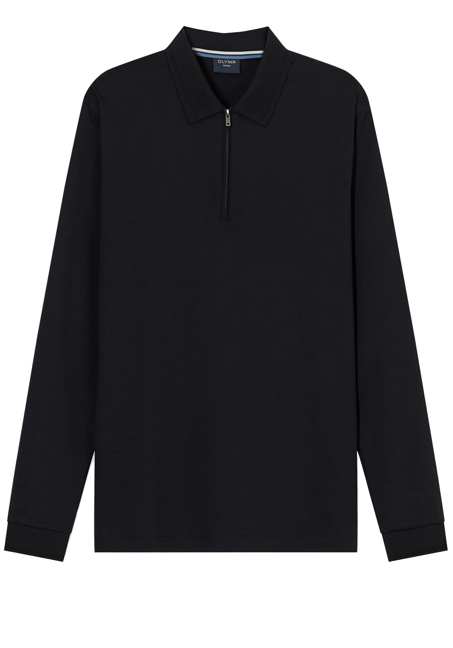 Produktbild f�r 'OLYMP Regular Fit Polo Langarm Rei�verschluss Polokragen Jersey schwarz'
