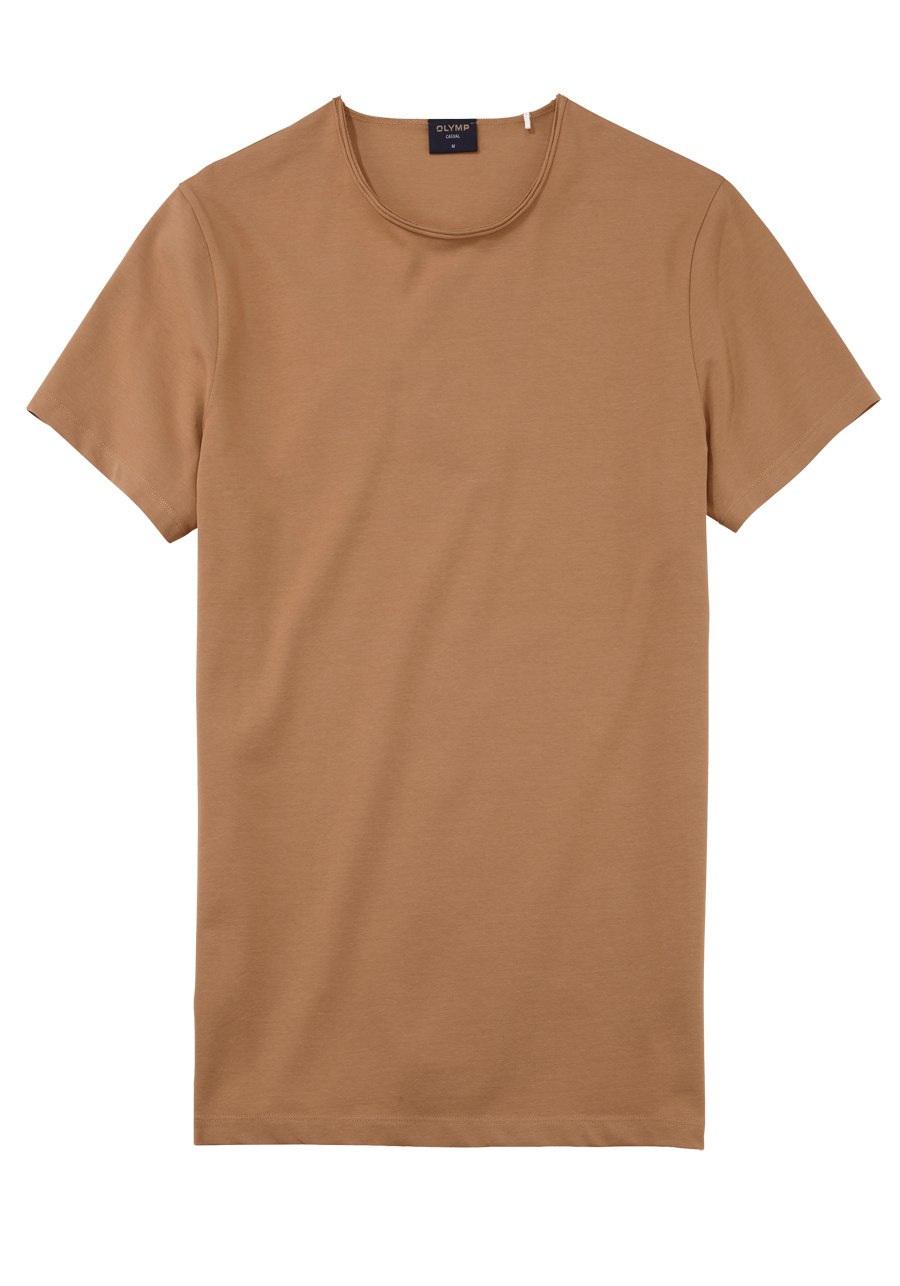 Produktbild fr 'OLYMP Regular Fit T-Shirt Halbarm Rundhals Stretch Jersey hellbraun'