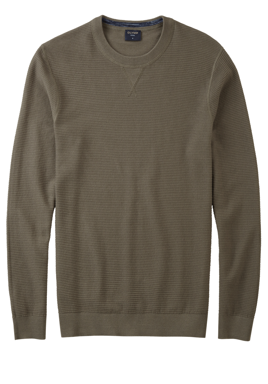 Produktbild fr 'OLYMP Strick Pullover Langarm Rundhals extrafeine Baumwolle oliv'