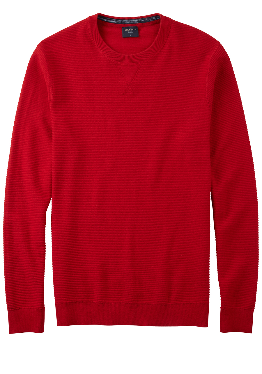 Produktbild fr 'OLYMP Strick Pullover Langarm Rundhals extrafeine Baumwolle rot'