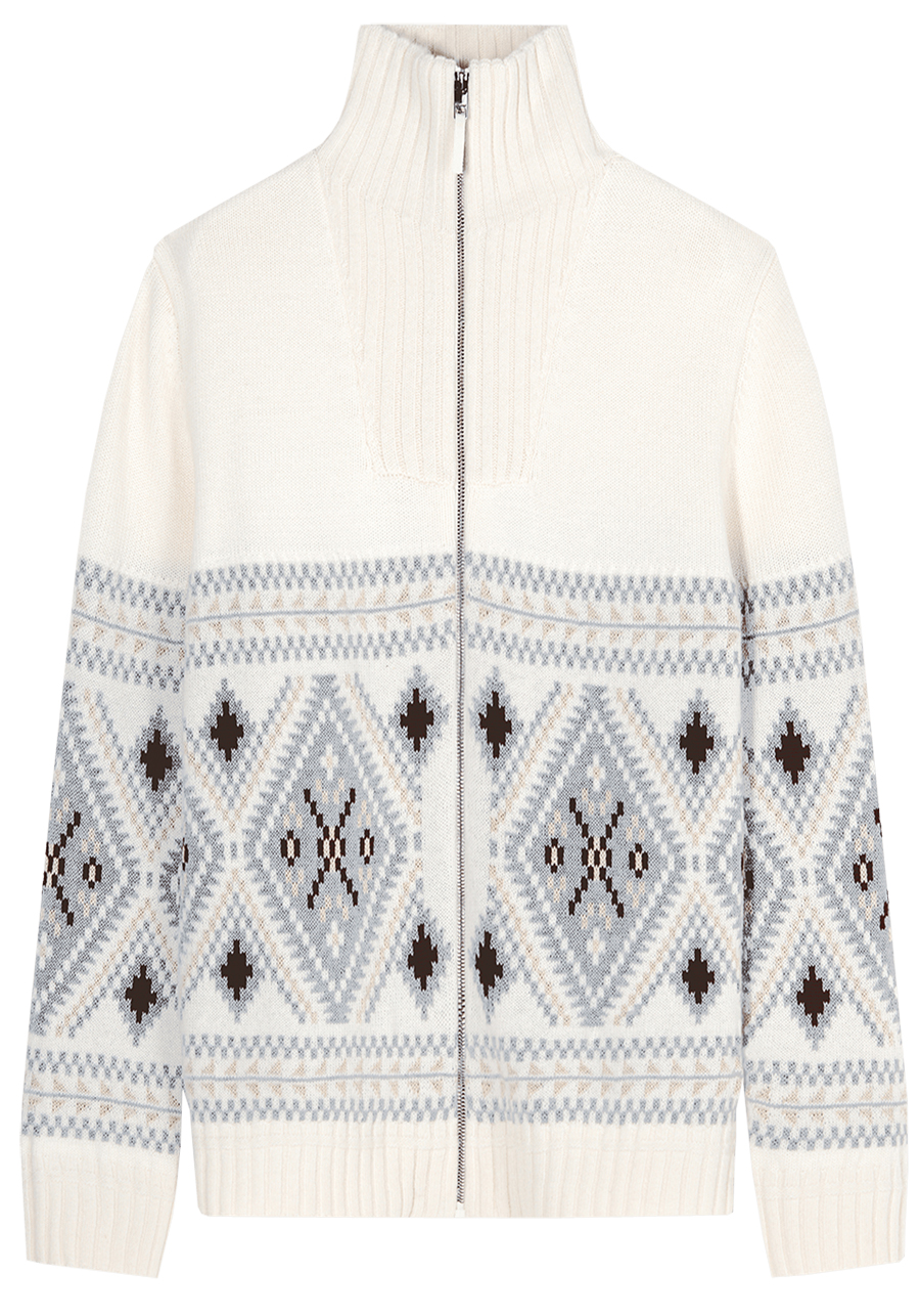 Produktbild f�r 'OLYMP Strickjacke Langarm Rei�verschluss Muster wei�'