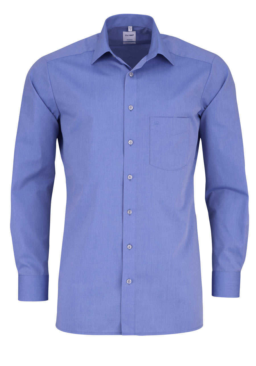 OLYMP Tendenz modern fit Hemd Langarm New Kent Kragen mittelblau
