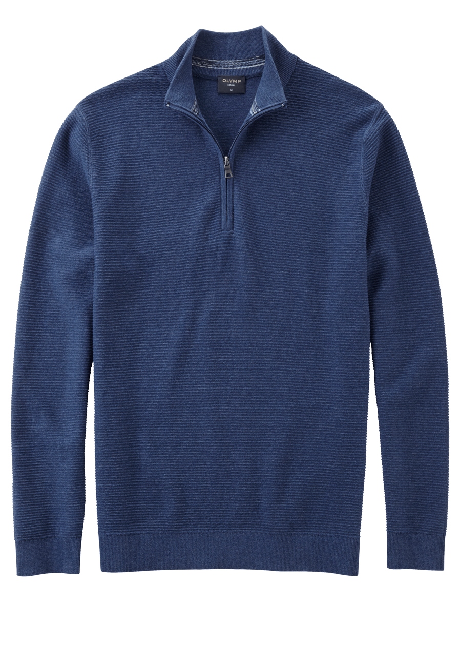Produktbild fr 'OLYMP regular fit Troyer Langarm Stehkragen Zipper dunkelblau'