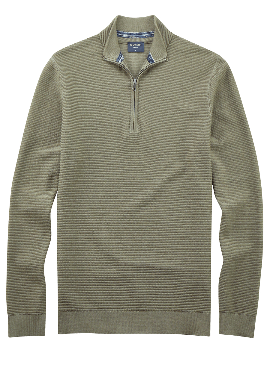 Produktbild fr 'OLYMP regular fit Troyer Langarm Stehkragen Zipper oliv'
