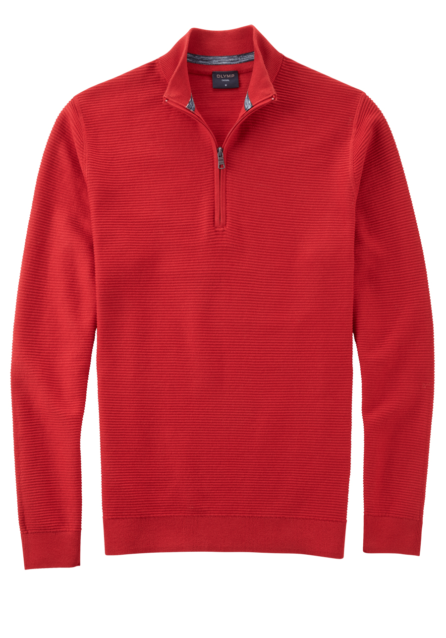 Produktbild fr 'OLYMP regular fit Troyer Langarm Stehkragen Zipper rot'