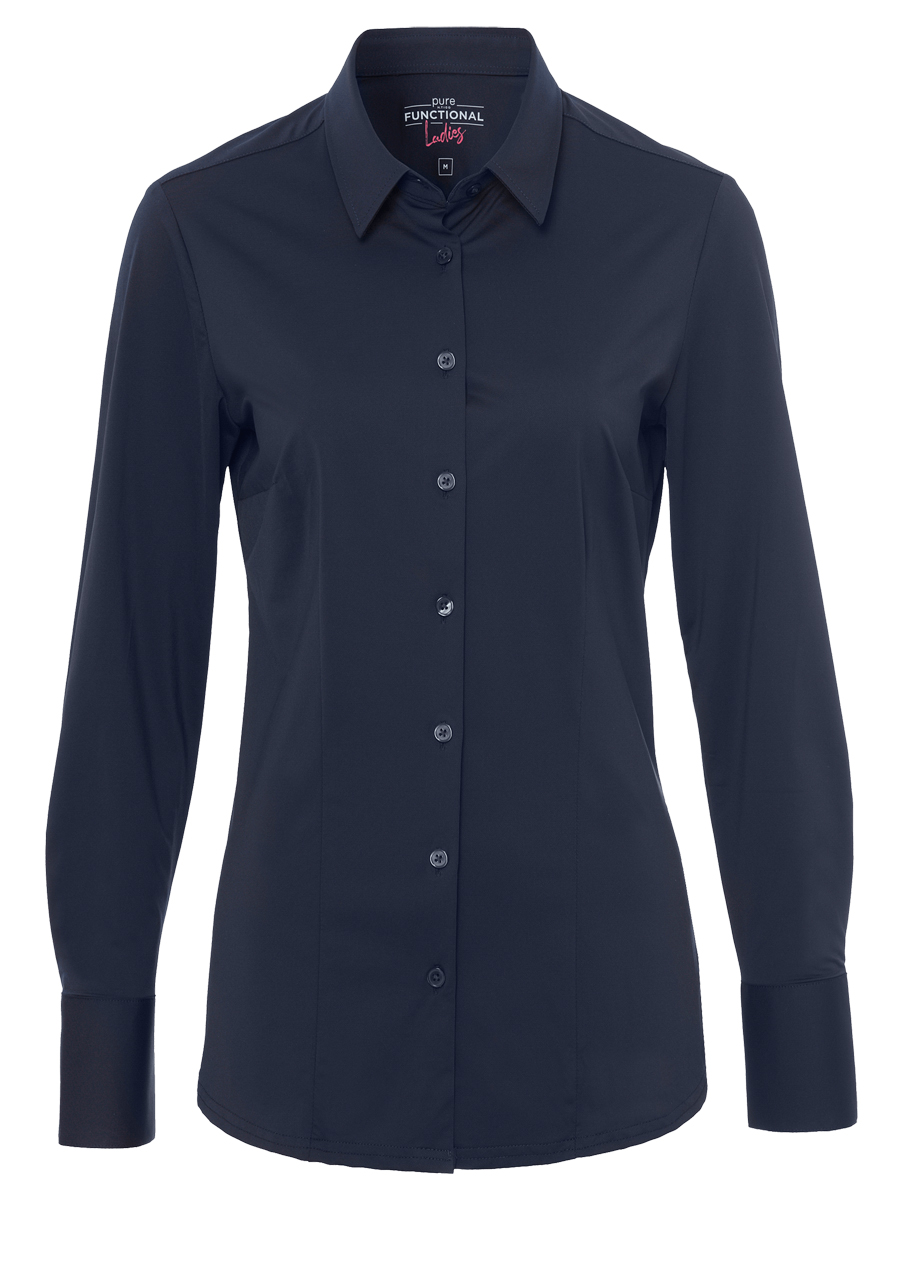 Produktbild f�r 'PURE Slim Fit Bluse Langarm Hemdkragen nachtblau'