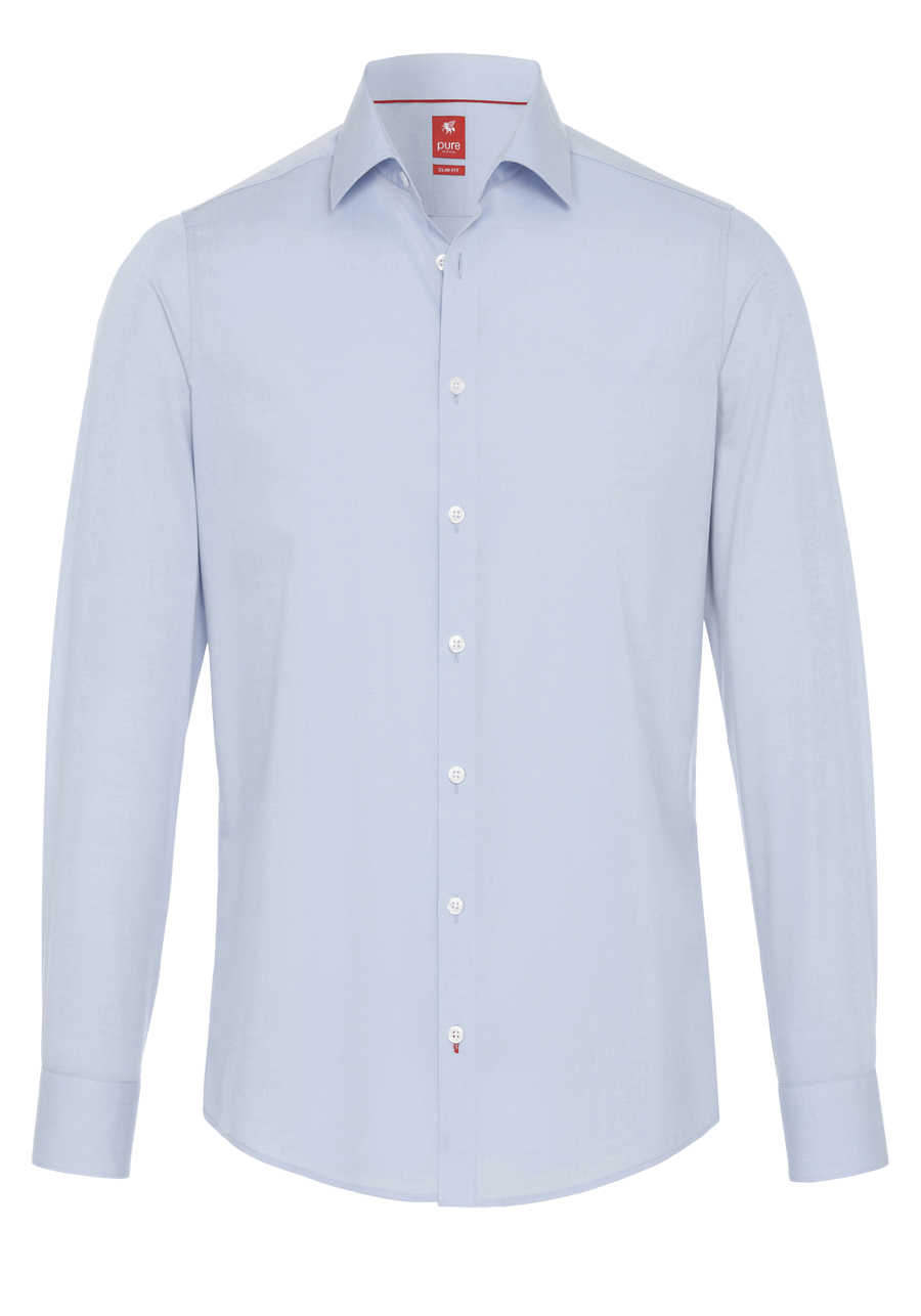 Produktbild f�r 'PURE Slim Fit Hemd Langarm Haifischkragen Stretch mittelblau'