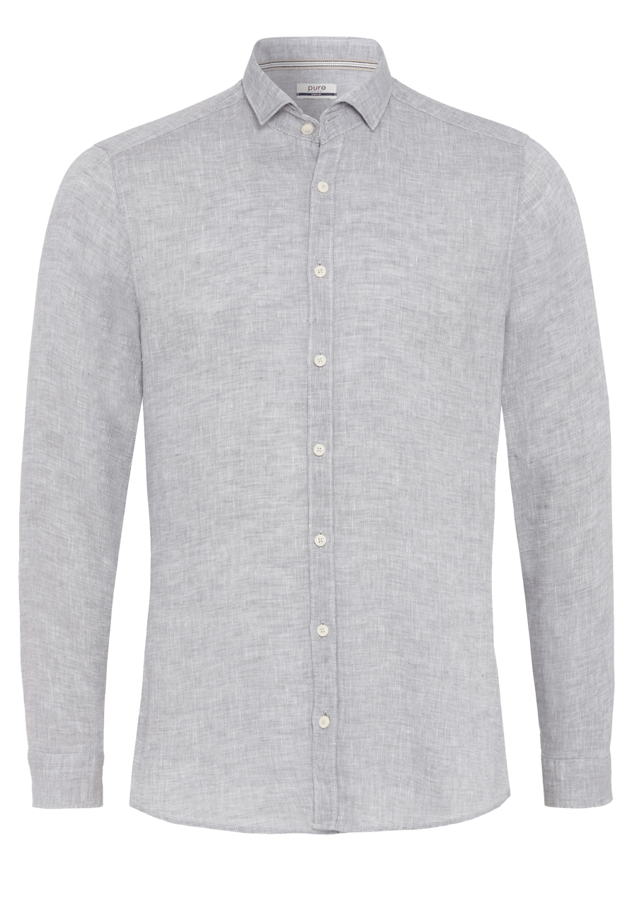 Produktbild f�r 'PURE Casual Fit Hemd Langarm New Kent Kragen hellgrau'
