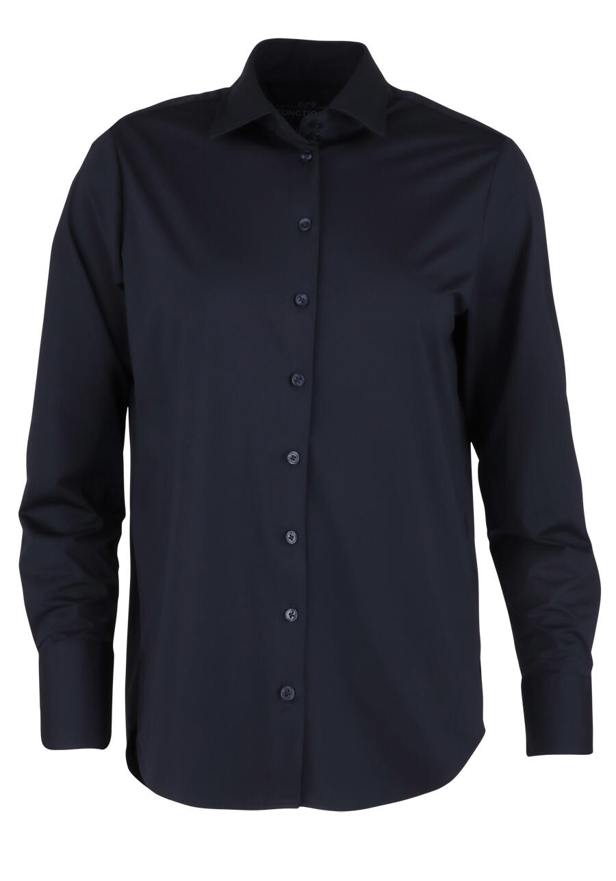 Produktbild fr 'PURE Modern Fit Bluse Langarm Hemdkragen Jersey schwarz'