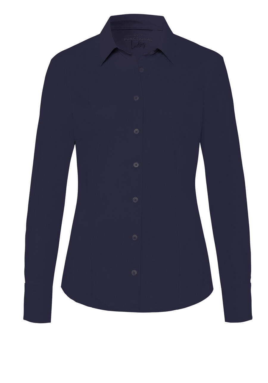 Produktbild fr 'PURE Slim Fit Bluse Langarm Hemdkragen schwarz'