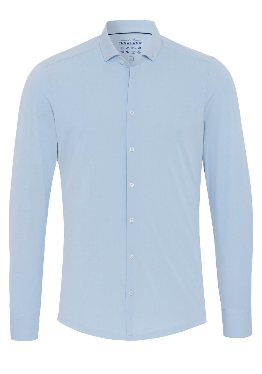 Produktbild fr 'PURE Slim Fit Functional Hemd Langarm Button Down Kragen Jersey hellblau'