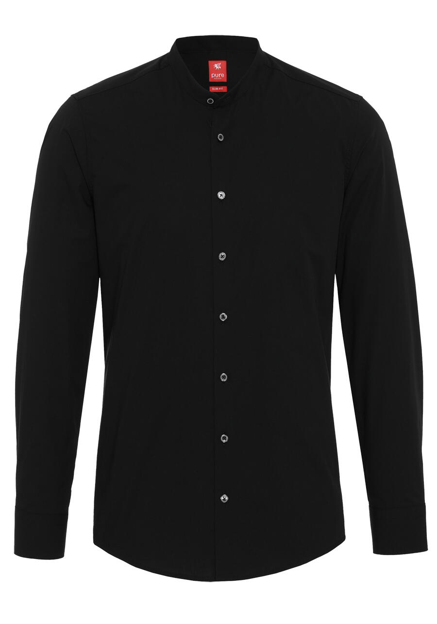 Produktbild fr 'PURE Slim Fit Hemd Langarm Strehkragen Stretch schwarz'