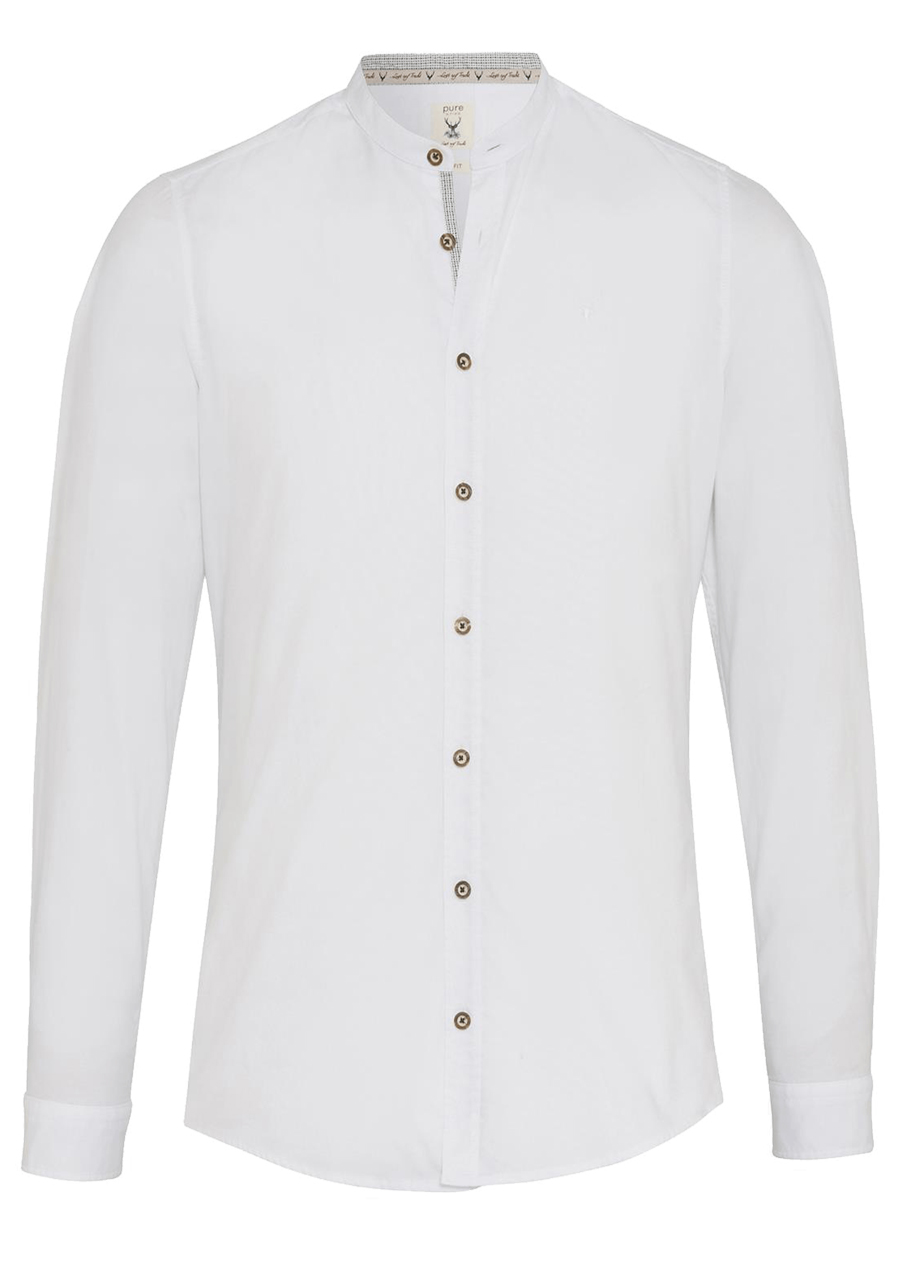 Produktbild f�r 'PURE Slim Fit Trachtenhemd Langarm Stehkragen wei�'