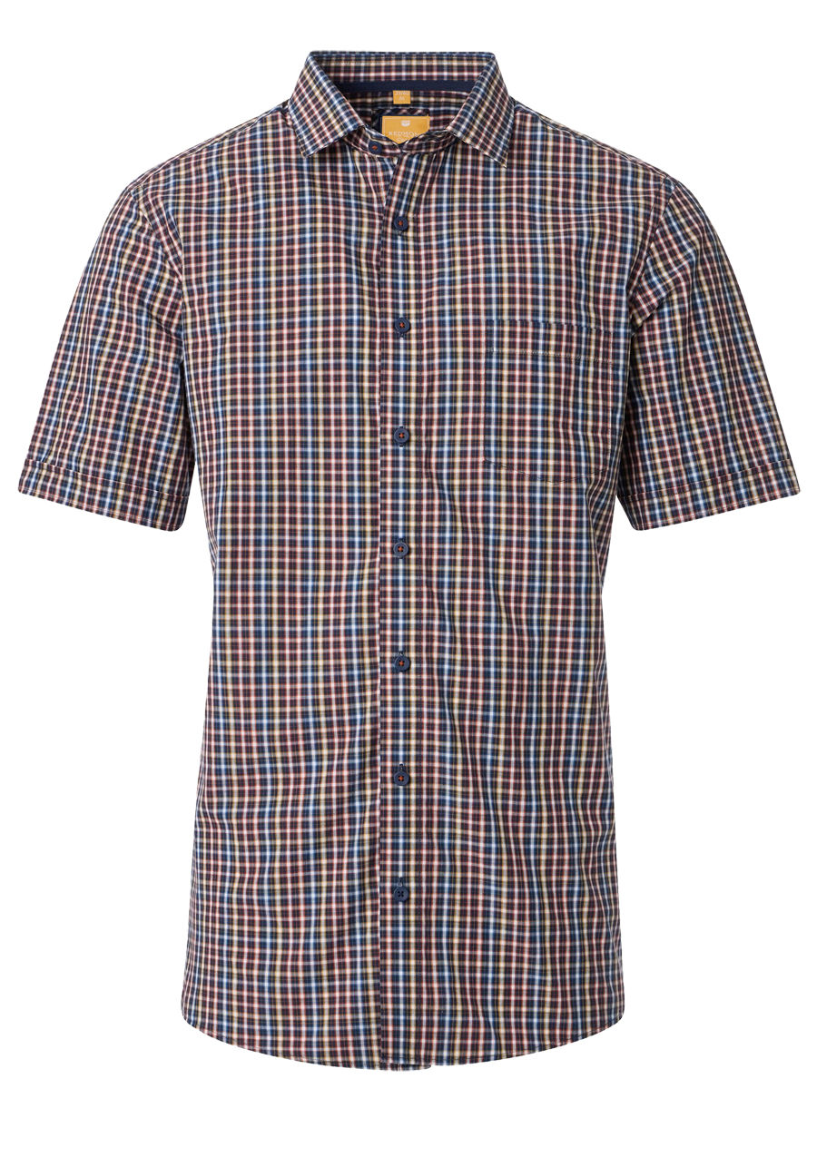 Produktbild fr 'REDMOND Casual Comfort Fit Hemd Halbarm Karo blau'