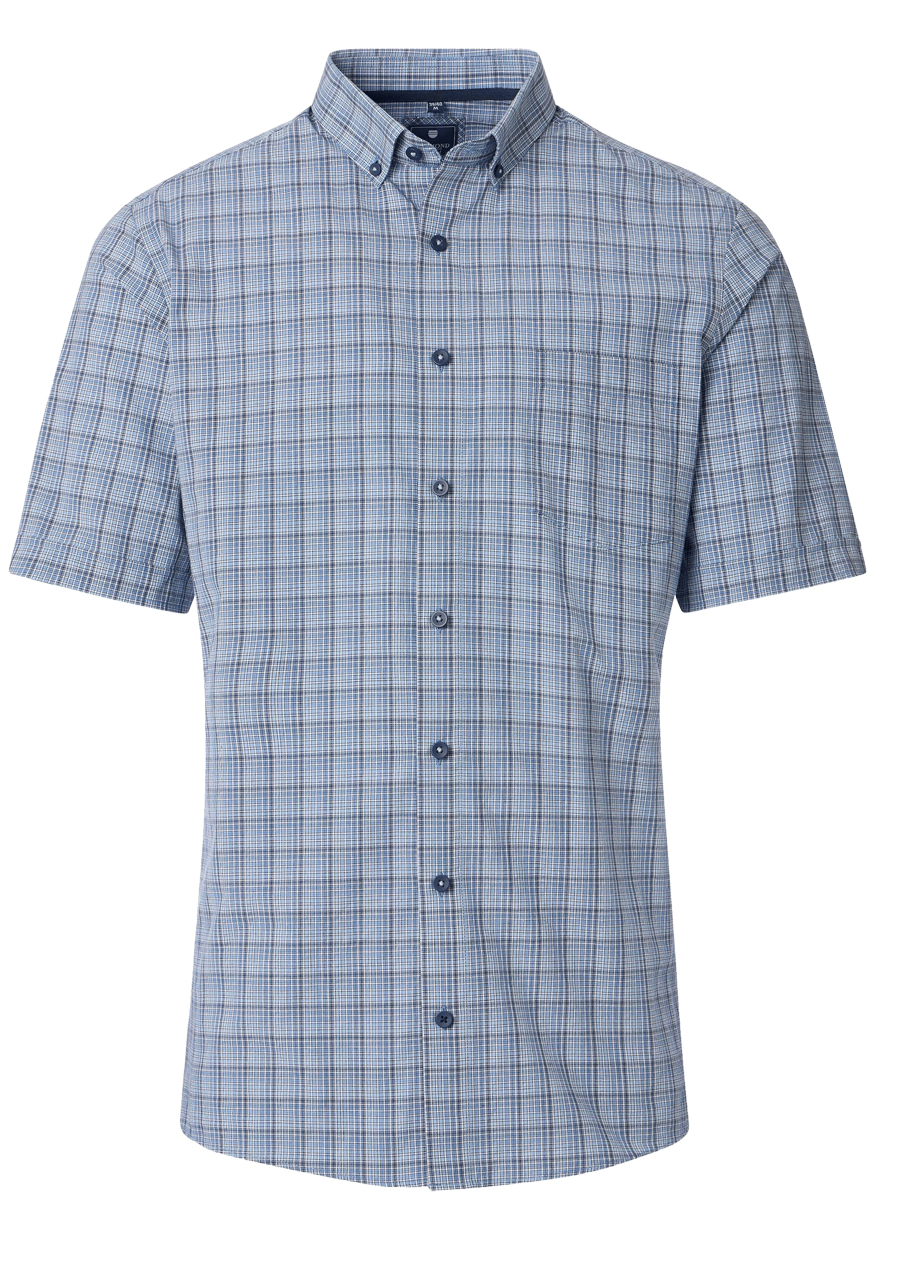 Produktbild fr 'REDMOND Casual Comfort Fit Hemd Halbarm Karo blau'