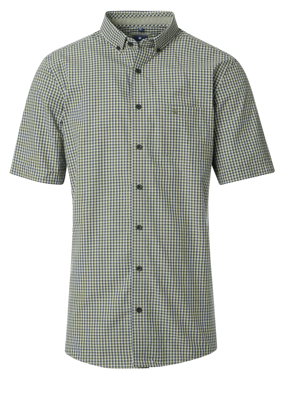 Produktbild fr 'REDMOND Casual Comfort Fit Hemd Halbarm Karo grn'