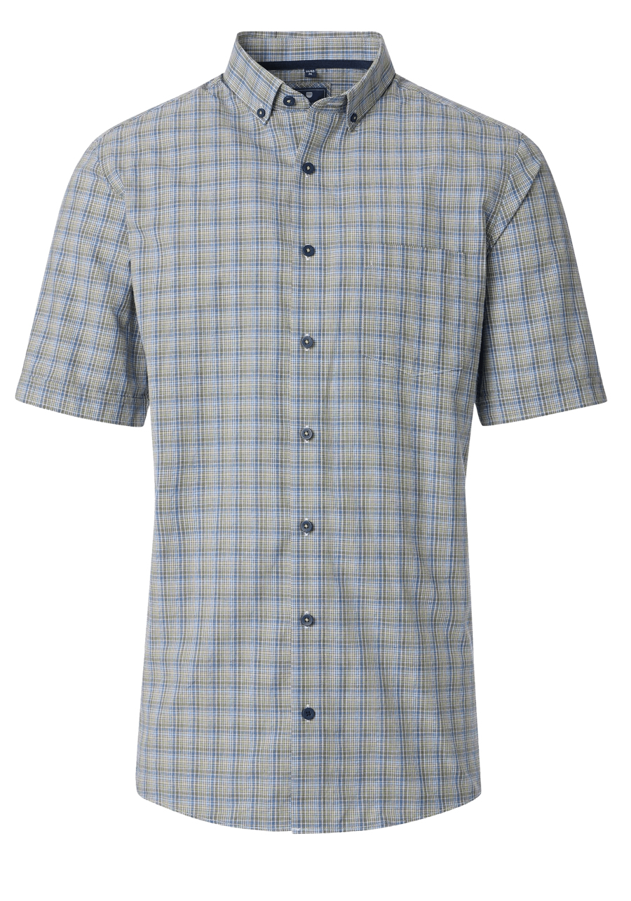 Produktbild fr 'REDMOND Casual Comfort Fit Hemd Halbarm Karo grn'