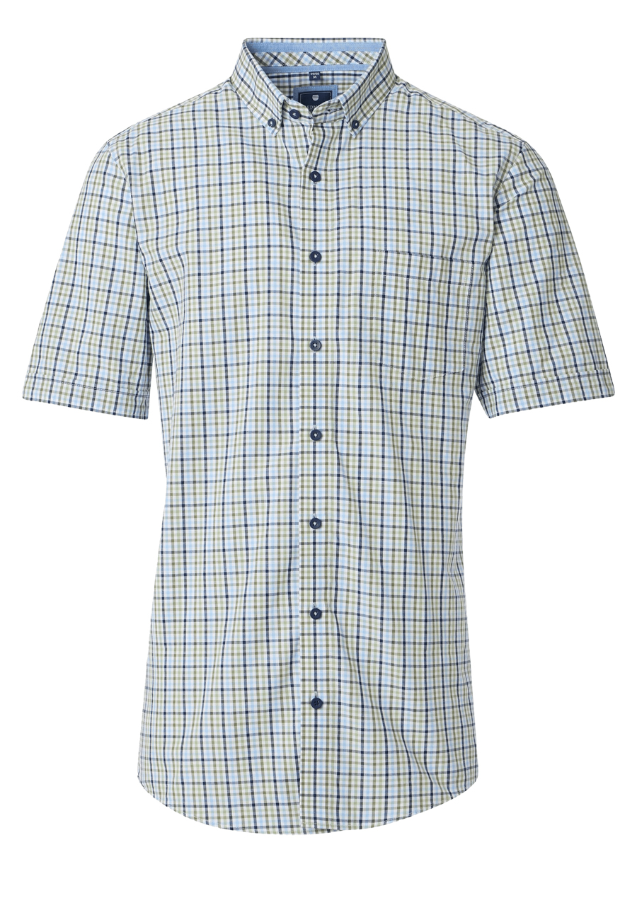 Produktbild fr 'REDMOND Casual Comfort Fit Hemd Halbarm Multikaro grn'