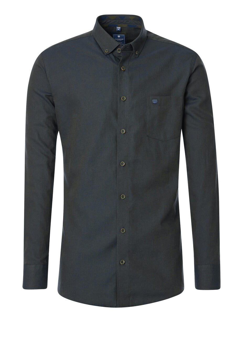 Produktbild fr 'REDMOND Casual Comfort Fit Hemd Langarm Button Down Kragen Flanell grn'