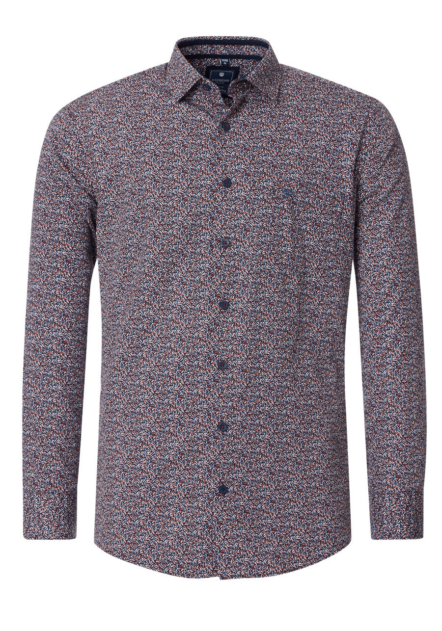 Produktbild fr 'REDMOND Casual Comfort Fit Hemd Langarm New Kent Kragen Muster rot'