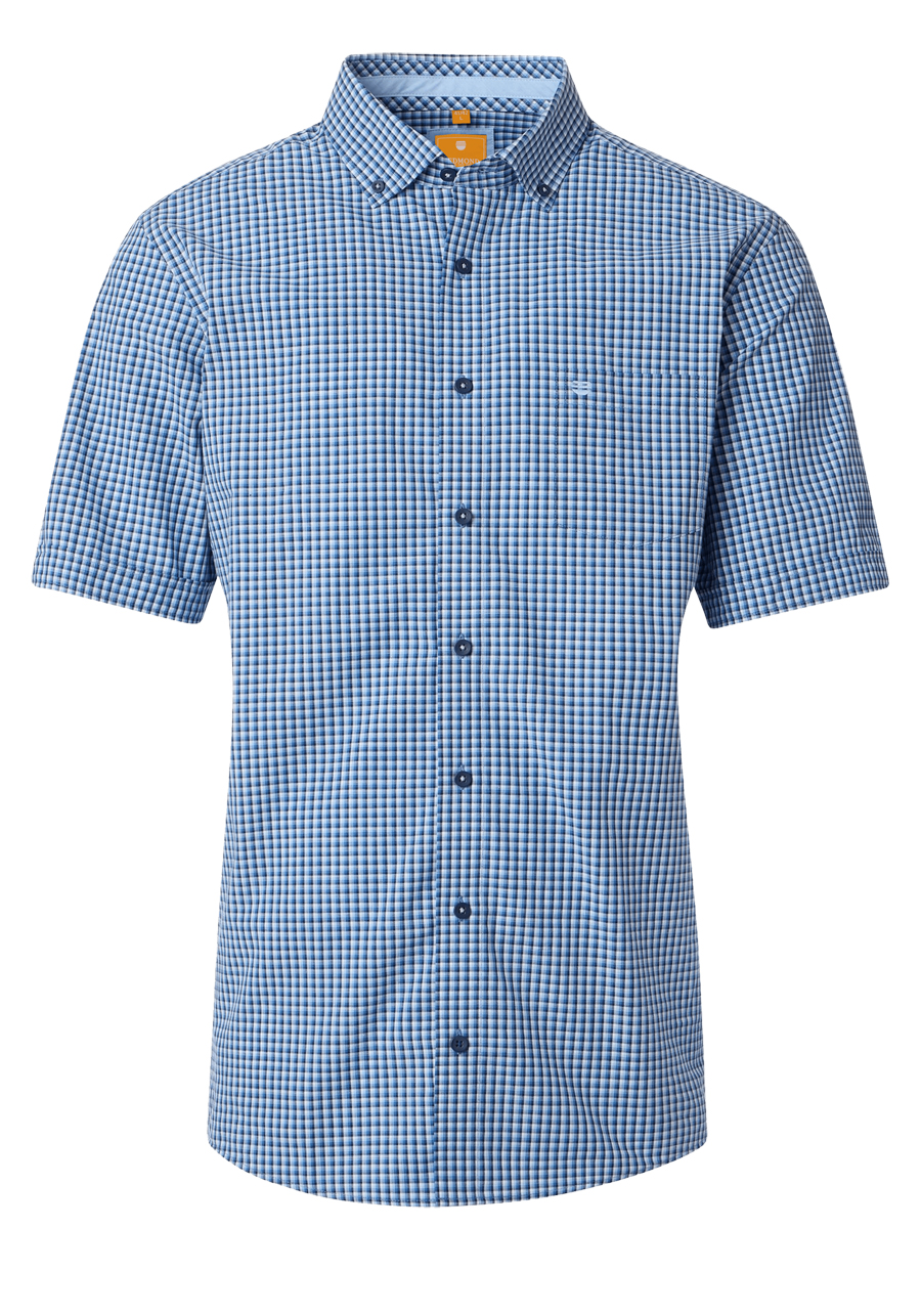 Produktbild fr 'REDMOND Casual Modern Fit Hemd Halbarm Karo blau'