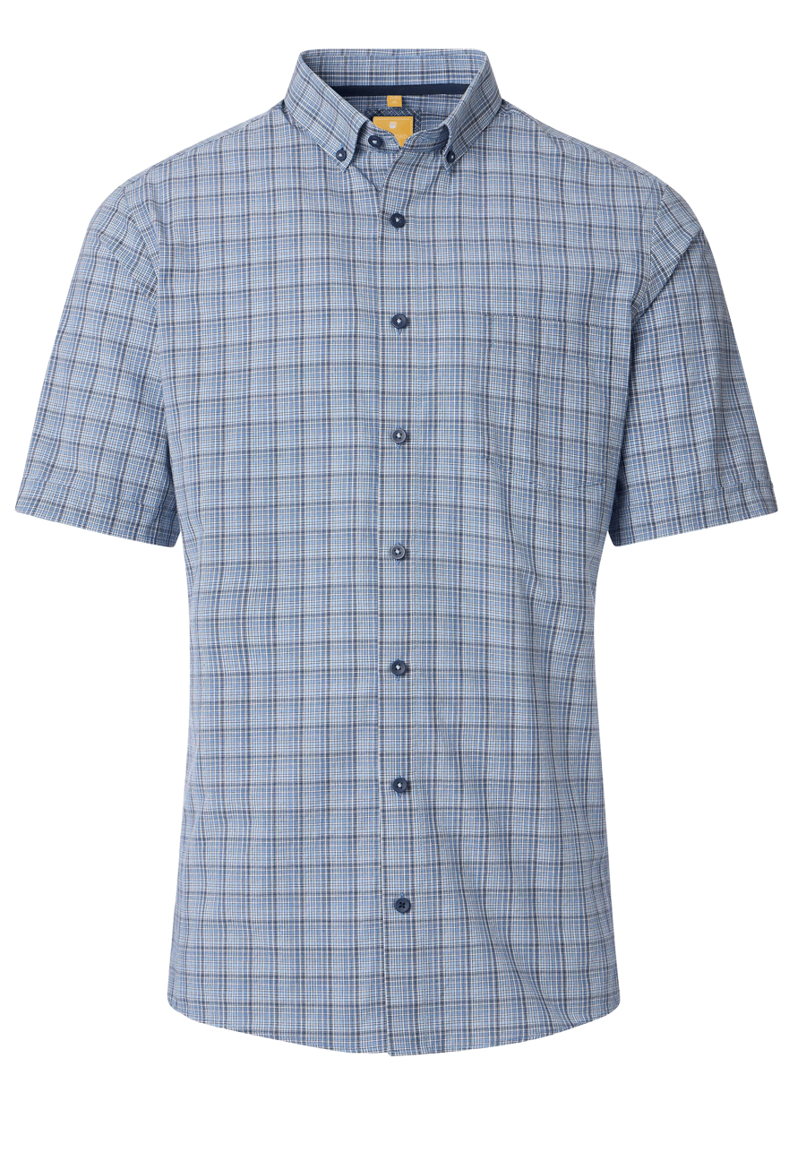 Produktbild fr 'REDMOND Casual Modern Fit Hemd Halbarm Karo blau'