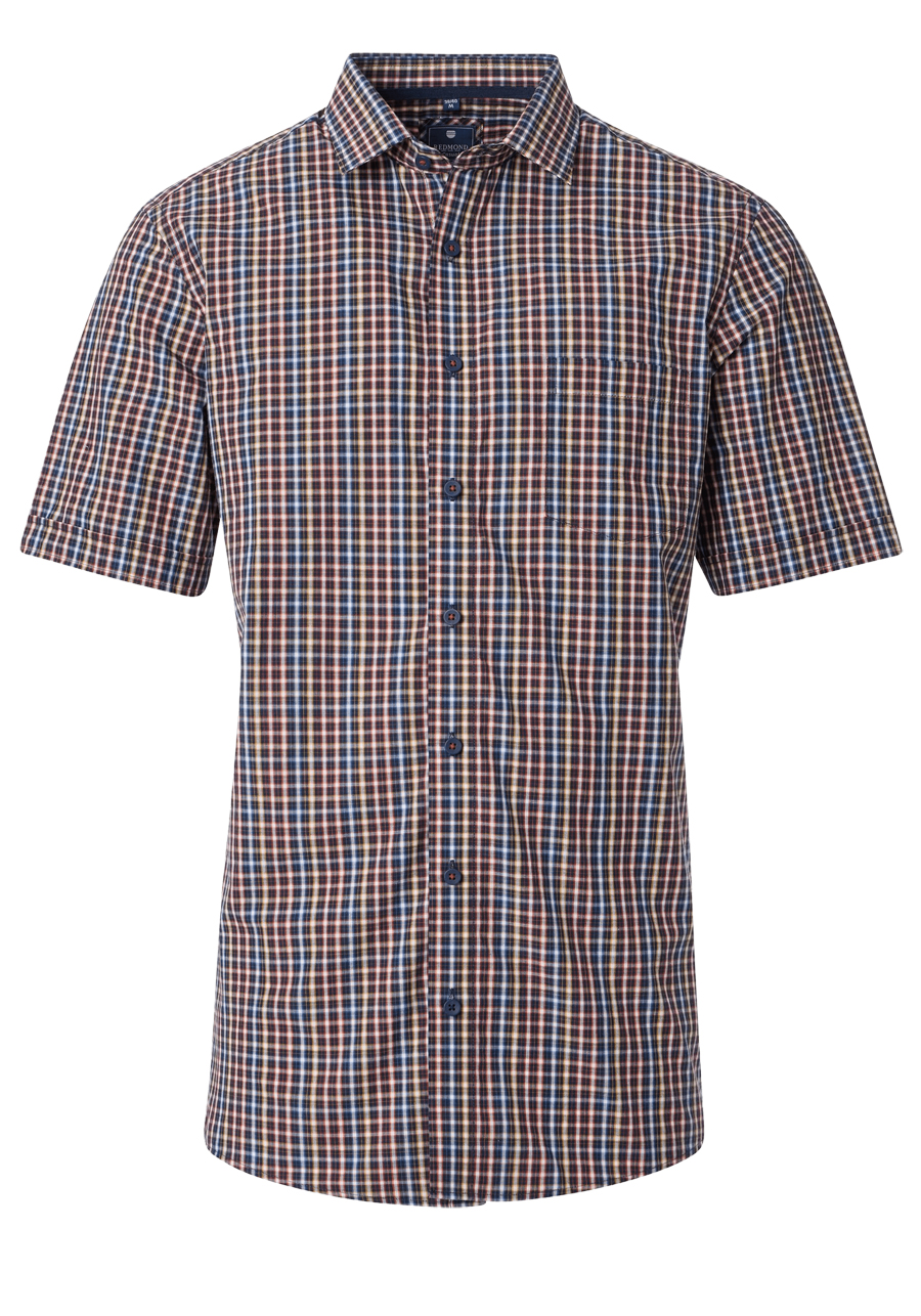 Produktbild fr 'REDMOND Casual Modern Fit Hemd Halbarm Karo blau'