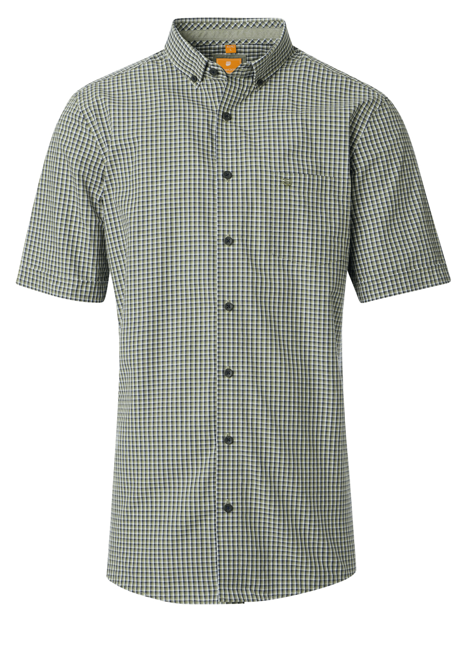 Produktbild fr 'REDMOND Casual Modern Fit Hemd Halbarm Karo grn'