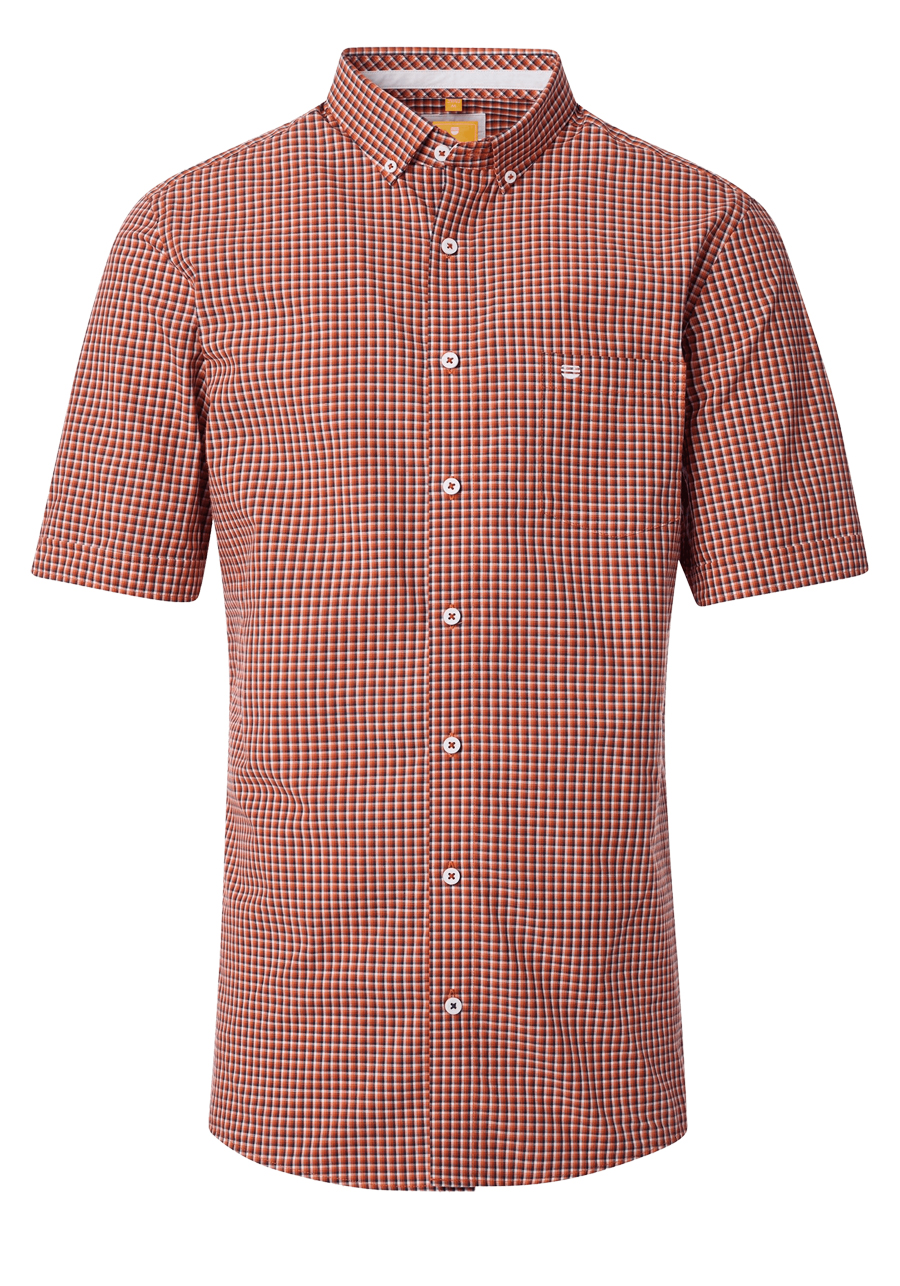 Produktbild fr 'REDMOND Casual Modern Fit Hemd Halbarm Karo orange'
