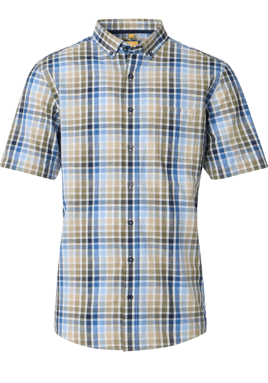 Produktbild fr 'REDMOND Casual Modern Fit Hemd Halbarm Multikaro grn'