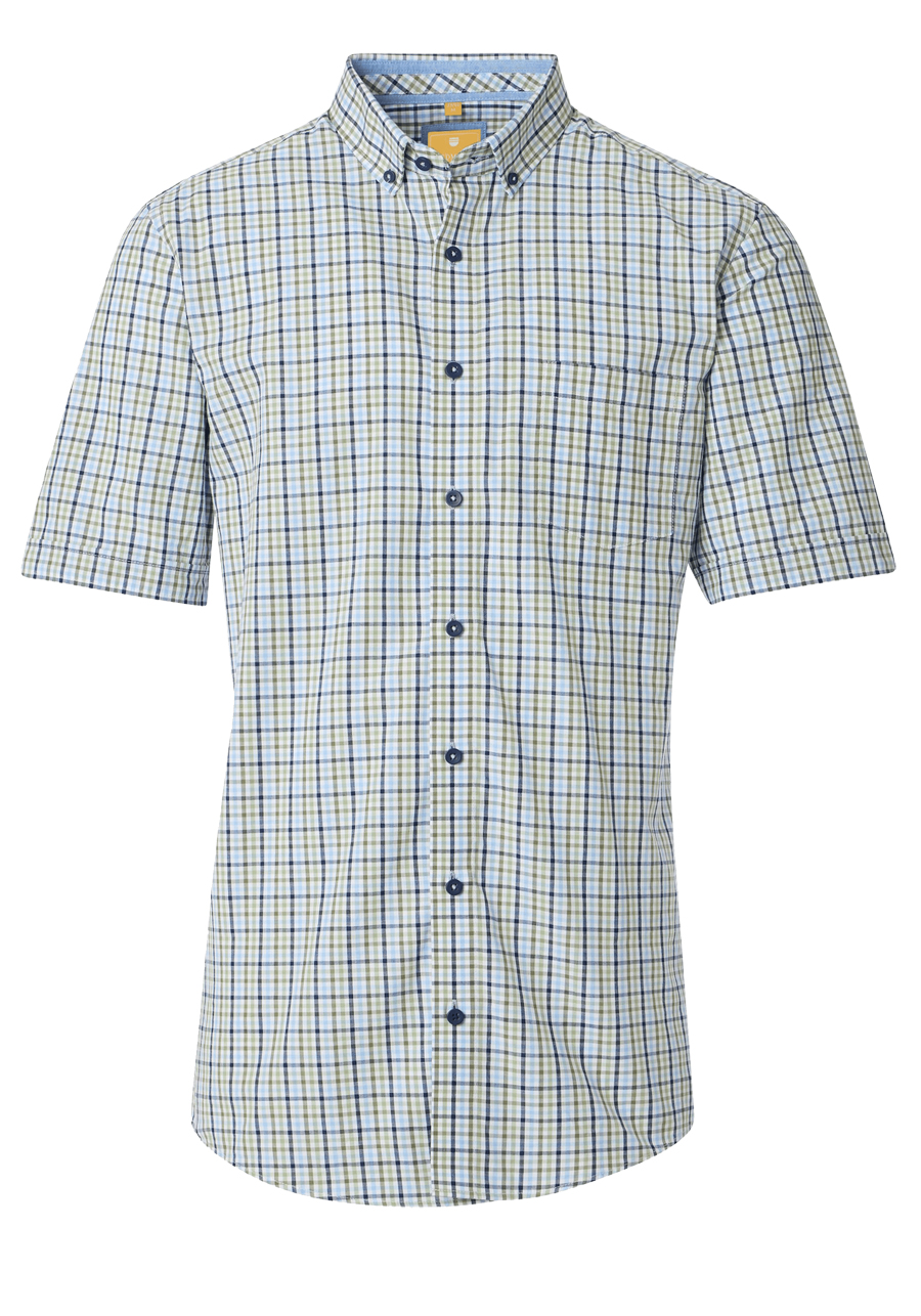 Produktbild fr 'REDMOND Casual Modern Fit Hemd Halbarm Multikaro grn'