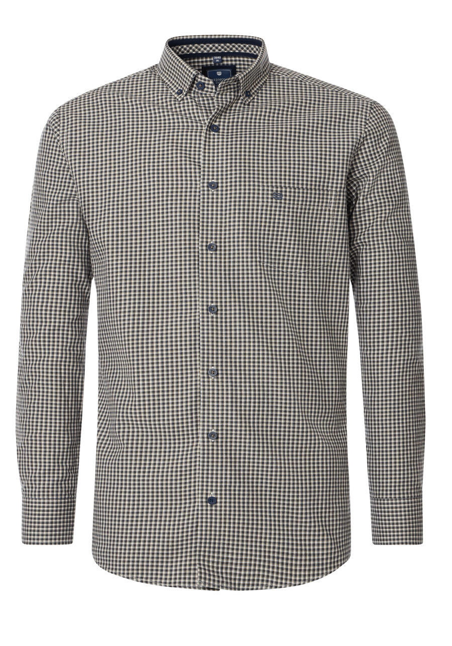 Produktbild fr 'REDMOND Casual Modern Fit Hemd Langarm Button Down Kragen Flanell Karo braun'