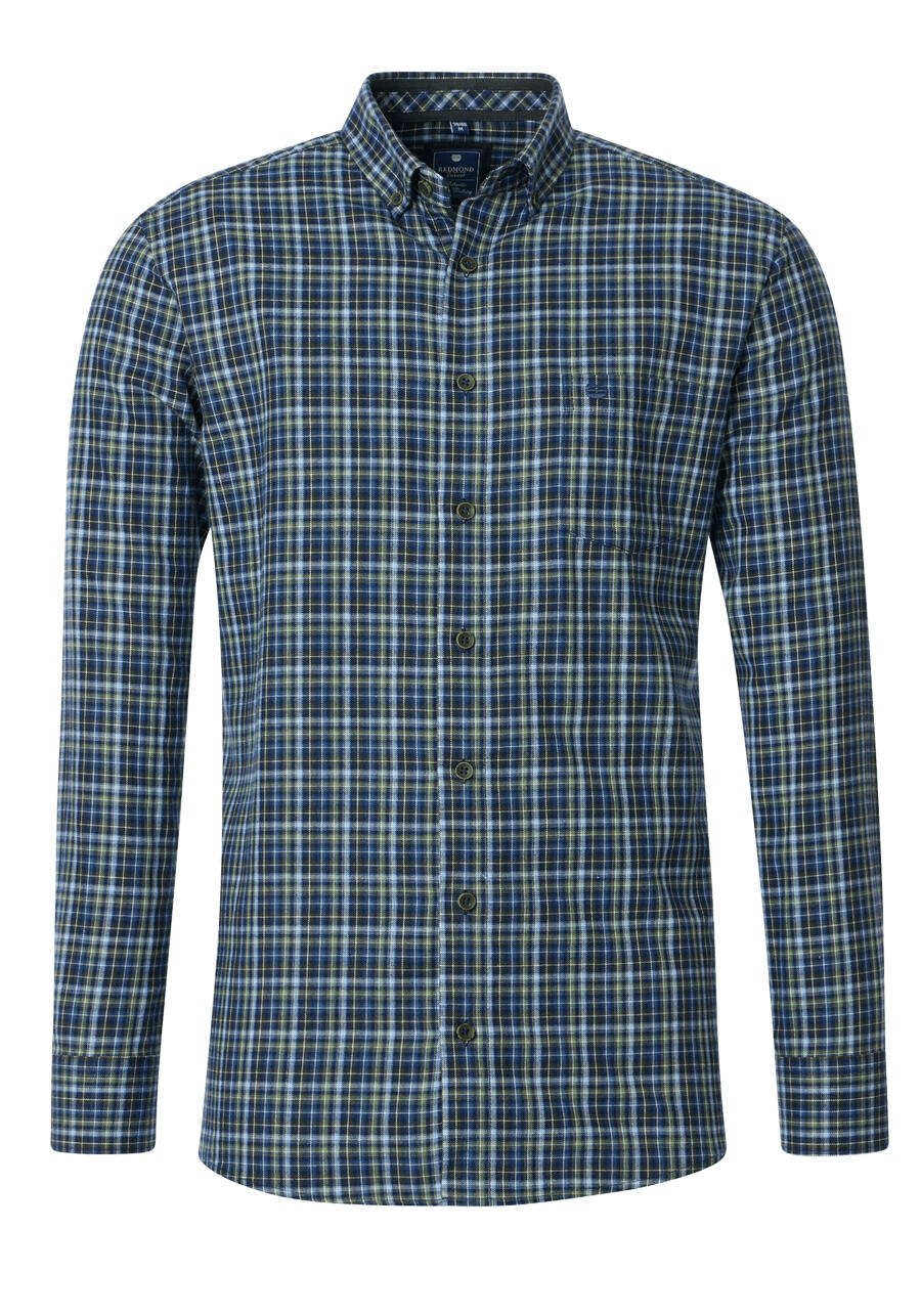 Produktbild fr 'REDMOND Casual Modern Fit Hemd Langarm Button Down Kragen Flanell Karo grn'