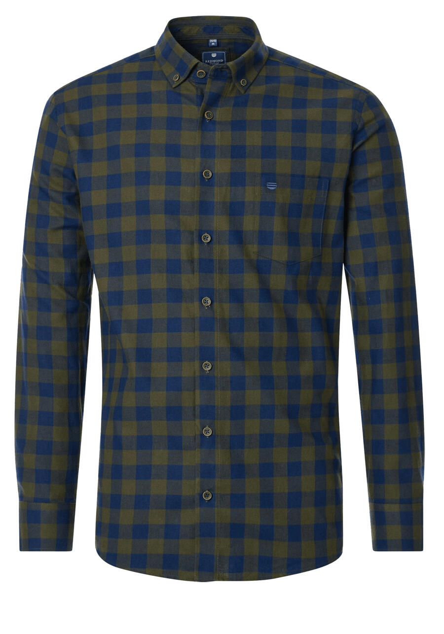 Produktbild fr 'REDMOND Casual Modern Fit Hemd Langarm Button Down Kragen Flanell Karo grn'