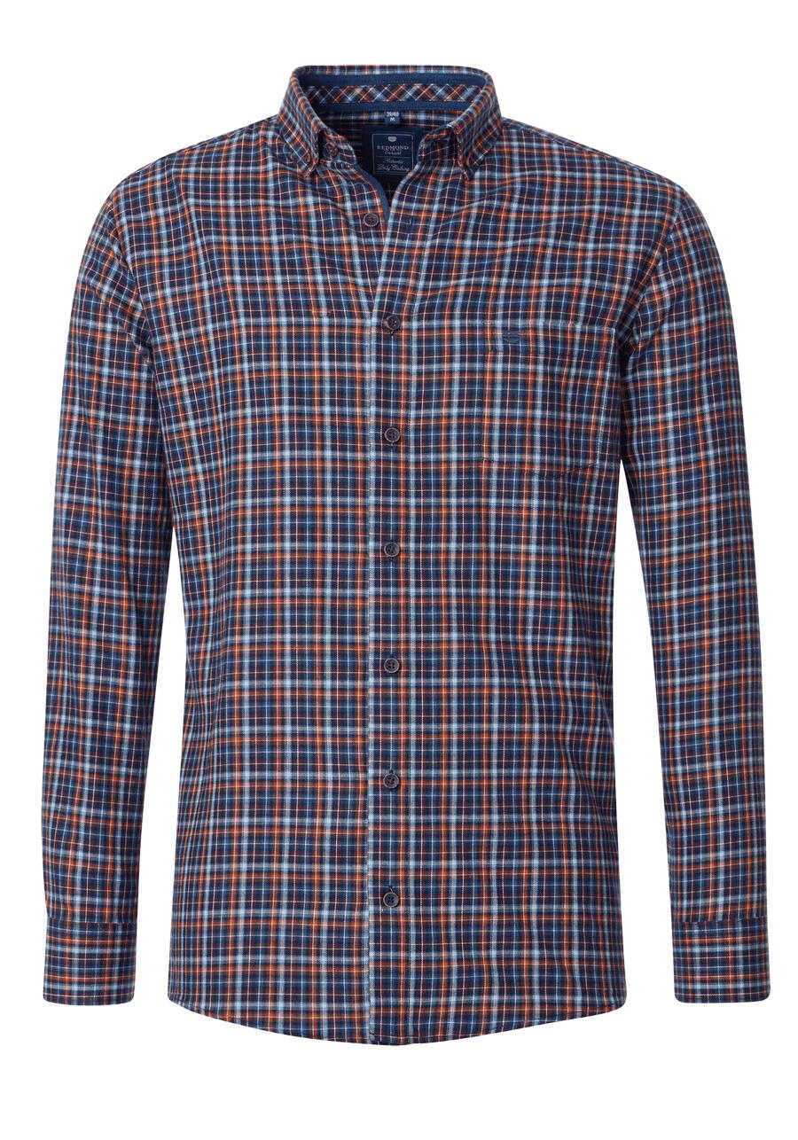Produktbild fr 'REDMOND Casual Modern Fit Hemd Langarm Button Down Kragen Flanell Karo orange'