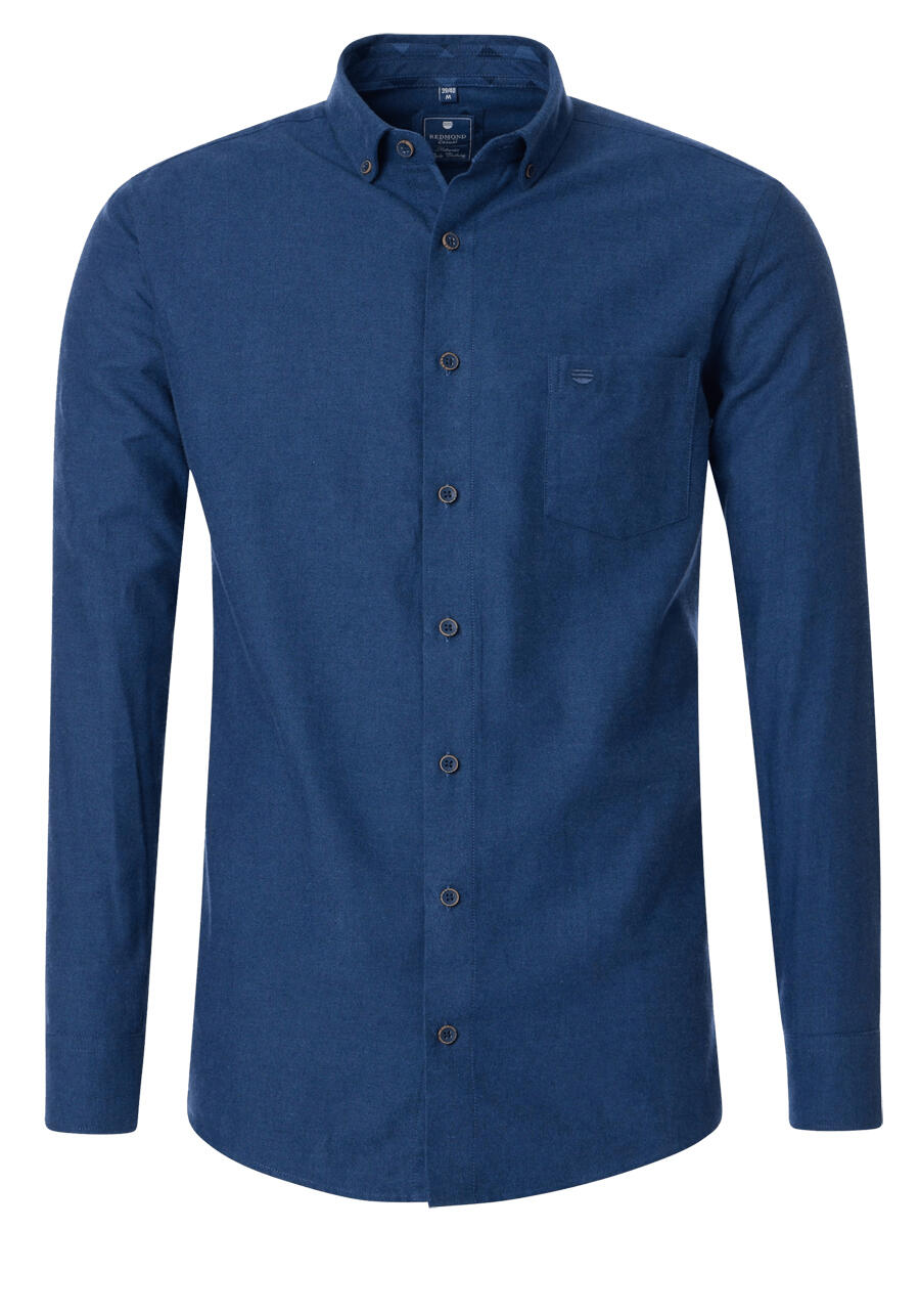 Produktbild fr 'REDMOND Casual Modern Fit Hemd Langarm Button Down Kragen Flanell navy'