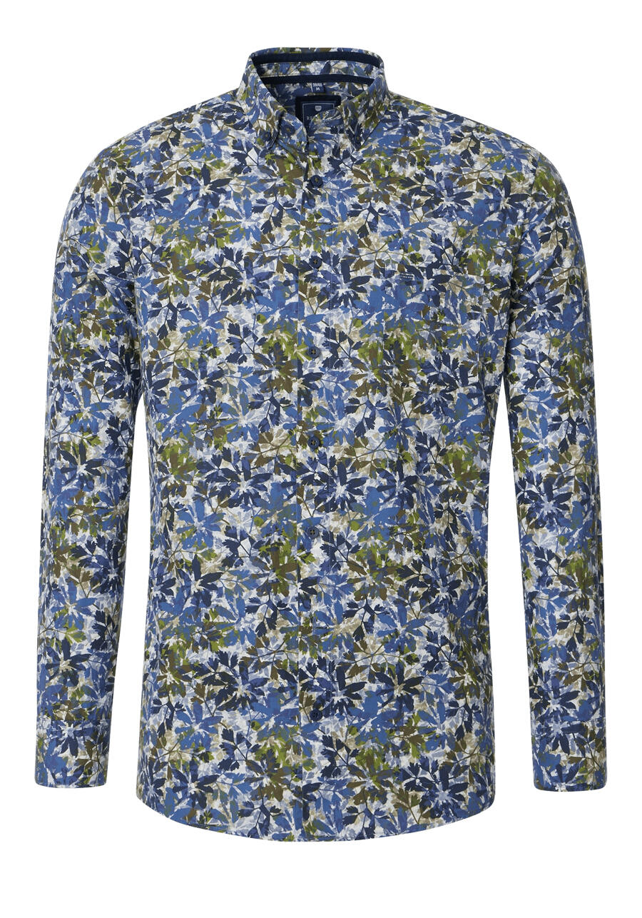 Produktbild fr 'REDMOND Casual Modern Fit Hemd Langarm Button Down Kragen Muster grn'