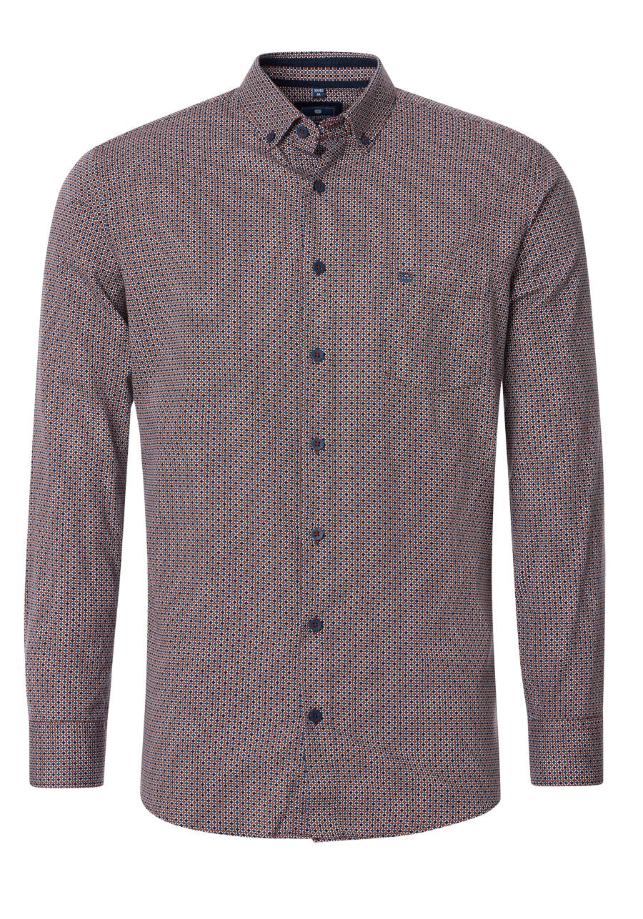 Produktbild fr 'REDMOND Casual Modern Fit Hemd Langarm Button Down Kragen Muster rot'