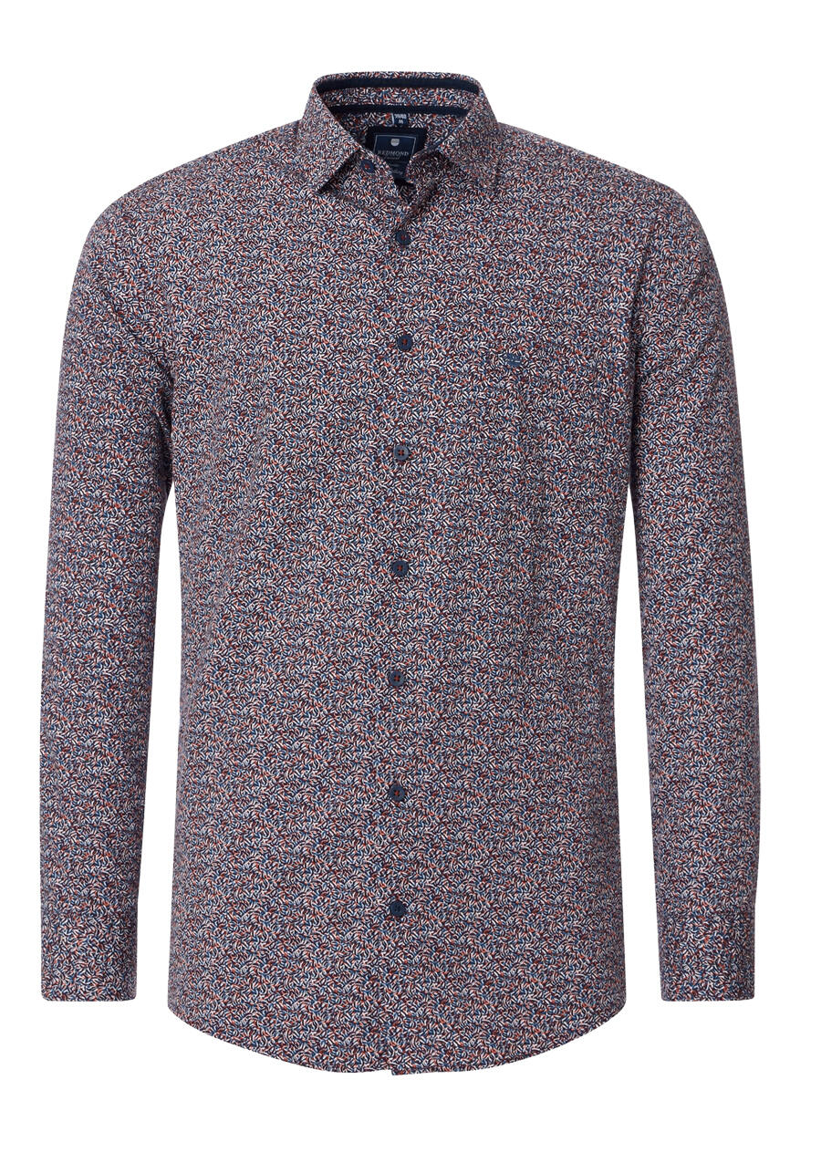 Produktbild fr 'REDMOND Casual Modern Fit Hemd Langarm New Kent Kragen Muster rot'