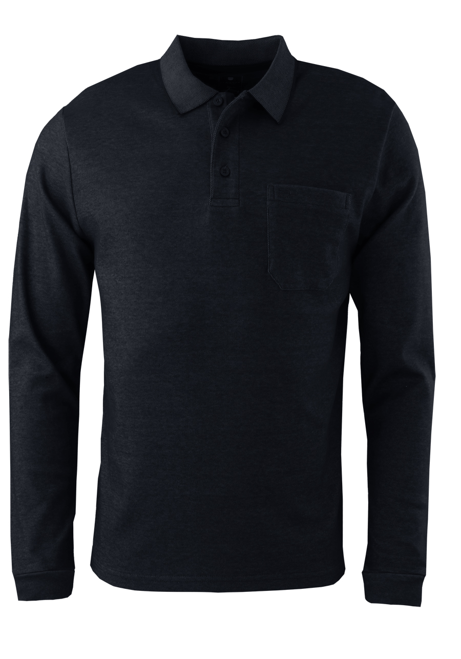 Produktbild f�r 'REDMOND Casual Poloshirt Langarm gekn�pfter Polokragen Pique anthrazit'