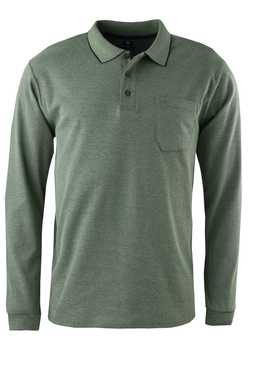Produktbild f�r 'REDMOND Casual Poloshirt Langarm gekn�pfter Polokragen Pique gr�n'