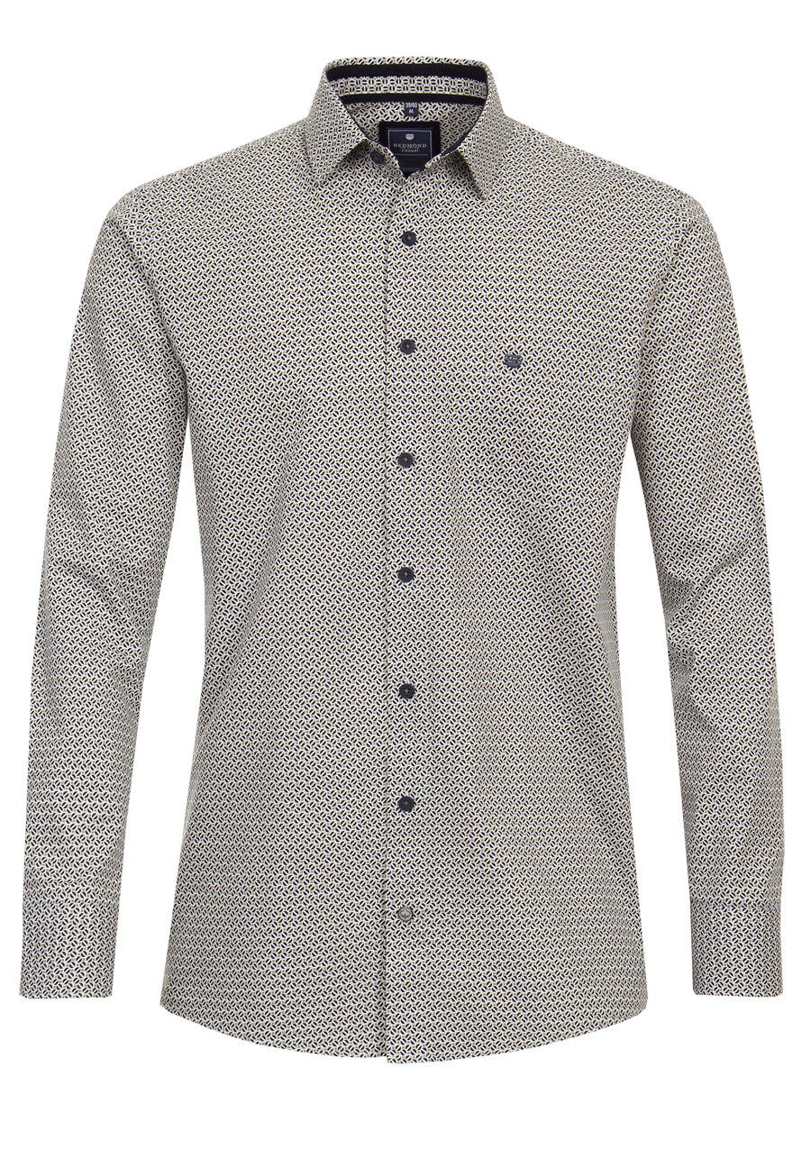 Produktbild fr 'REDMOND Comfort Fit Hemd Langarm New Kent Kragen Twill Muster braun'